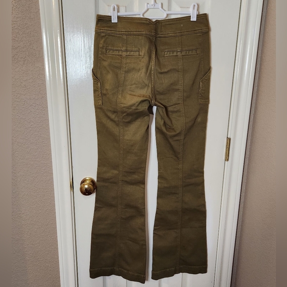 Pilcro And The Letterpress Anthropologie Olive Green High Rise Booycut Trousers - Picture 2 of 13